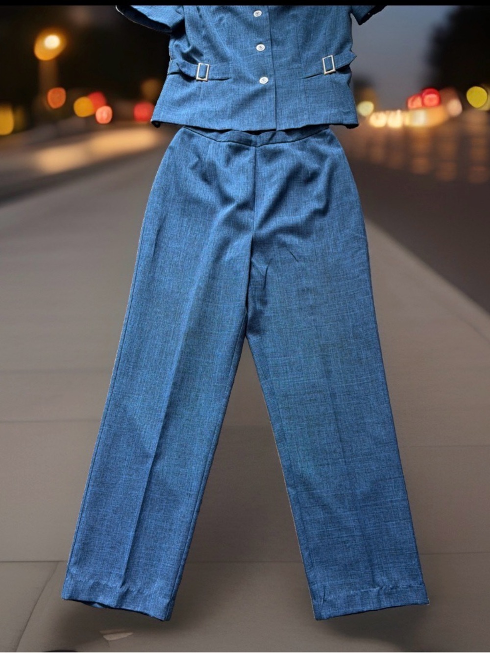 Vintage 90s women’s size 10 two-piece pant suit by Sag Harbor. Blue. Great cond. - Picture 4 of 17